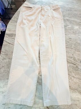 Lee Pull On Pants Womens 14 Short Cream Elastic Waist Stretch Comfort Straight
